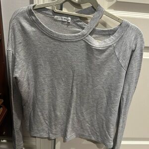 Rag & Bone cotton cold shoulder grey long sleeve top
